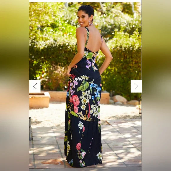 NWT Agua Bendita Dunna Moss FloralMaxi Dress Large